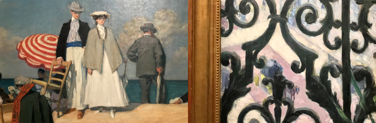 <h6>Prinet, « La Plage de Cabourg », 1910 l Caillebotte, « Vue prise à travers un balcon », 1881</h6>